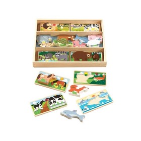 Bilde av Melissa & Doug - Träpussel med 16 djur i deras miljöer