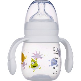 Bilde av 2B Baby Babblarna Nappflaska 180 ml med handtag (Vit)