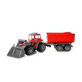 Bilde av Plasto - Traktor med frontlastare och släp, 61 cm (Röd)