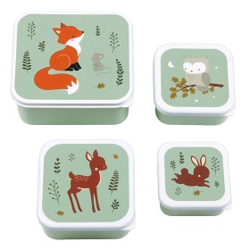 Bilde av A Little Lovely Company Snackbox 4-pack Forest friends (Sage)