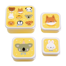 Bilde av A Little Lovely Company Snackbox 4-pack Animal Friends