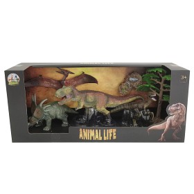 Bilde av Animal Life Sett med 4 dinosaurer, inkludert Triceratops