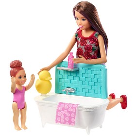 Bilde av Barbie - Skipper Babysitters INC - Dockor med badkar och rosa accessoarer
