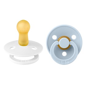 Bilde av BIBS Colour 2-pack Latex Smokk 6-18 mån (White/Baby Blue)
