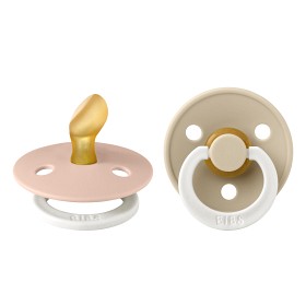 Bilde av BIBS Colour 2-pack Latex Nattsmokk 0-6 mån Anatomisk (Blush GLOW/Vanilla GLOW)