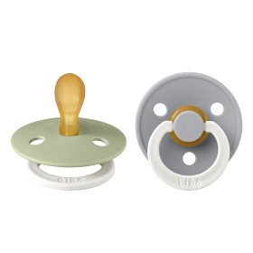 Bilde av BIBS Colour 2-pack Latex Nattsmokk 0-6 mån Symmetrisk (Sage GLOW/Cloud GLOW)