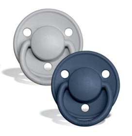 Bilde av BIBS De Lux Latex Napp 2-pakning 0-6m (Cloud/Steel Blue)