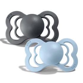 Bilde av BIBS Supreme Latex Smokk 2-pakning 0-6m (Iron/Baby Blue)