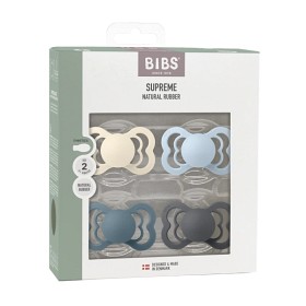 Bilde av BIBS Supreme Latexsmokker 4-pack Size 1 (Ivory/Baby Blue/Petrol/Iron)