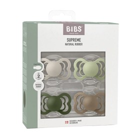 Bilde av BIBS Supreme Latexsmokker 4-pack Size 2 (Sand/Sage/Hunter Green/Dark Oak)