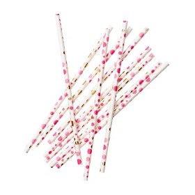 Bilde av Designhouse95 Papirsugerør 24 (Rosa prickar)