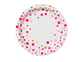 Bilde av Designhouse95 Papirplate  8 st (Rosa prickar)
