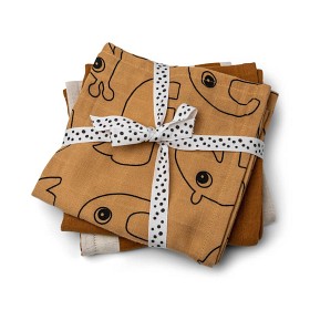 Bilde av Done By Deer Filt 3-p 70x70 cm Deer Friends (Mustard)