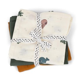 Bilde av Done By Deer Filt 3-p 70x70 cm Sea Friends (Mix)