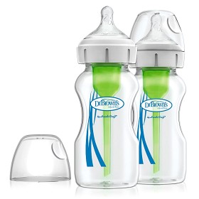 Bilde av Dr Brown Wide Neck Options Babyflaske 270 ml 2-pakning (Glas)