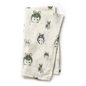 Bilde av Elodie Bamboo muslin filt Forest Mouse (Vit)