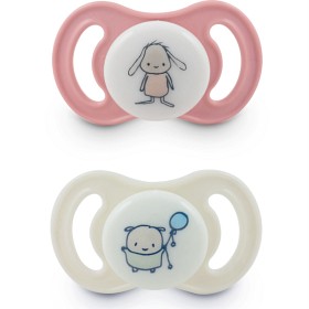 Bilde av Esska Happy Mini Glow Smokk Silikon 2-pack 0-6 mån (Hoppis/Bollis)