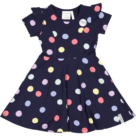 Bilde av Geggamoja Bambu flared Klänning (Navy) multi dots)