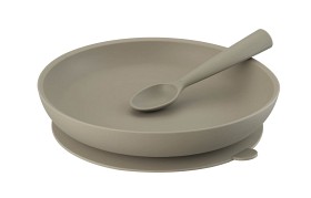 Bilde av I'm Cute Tallerken + Skje Silikon (Taupe)
