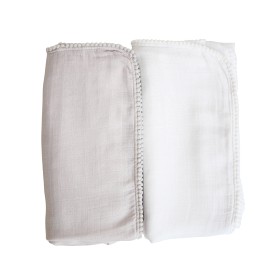 Bilde av Jack o Juno Pom Pom Muslinfiltar 2-pack (Pearl/ Dusty Gray)