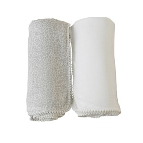 Bilde av Jack o Juno Pom Pom Musselintepper (Pearl & Giraffe Gray)