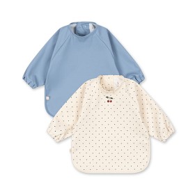 Bilde av Konges Slöjd Langarmet Smekklær  2-pack (Navy Dot/Rain Washed)