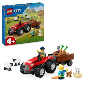 Bilde av LEGO City Great Vehicles 60461 Rød gårdstraktor med henger og sau