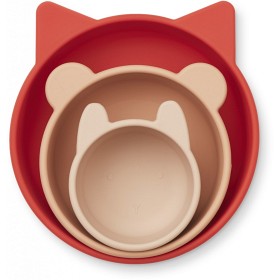 Bilde av Liewood Eddie Silikonskål 3-p (Apple Red/Rose Multi Mix)