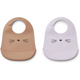 Bilde av Liewood Tilda Silicone Bib 2-p Cat Light lavender mix