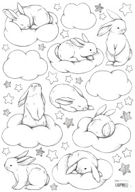 Bilde av Lilipinso Wallstickers - Bunnies, clouds and stars