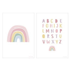 Bilde av Little Dutch Plakat A3 Regnbue Alfabet (Pink)