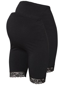 Bilde av Mamalicious Lenna Jersey Lace Shorts 2-pack (Black)