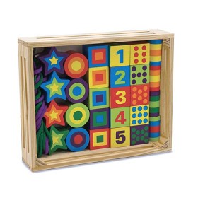 Bilde av Melissa & Doug - Pärlor i trä (Former & siffror)