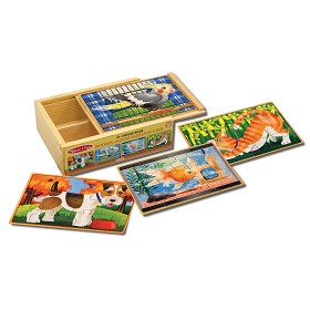 Bilde av Melissa & Doug - Pussellåda i trä med husdjur - 4x12 bitar