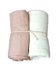Bilde av Mini Dreams Muslinfilt 2-p 115x115 (Rosa/Vit)