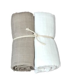 Bilde av Mini Dreams Muslinfilt 2-p 70x70 (Vit/Linne)