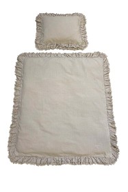 Bilde av Mini Dreams Påslakanset Spjälsäng Dubbelvolang (Khaki)