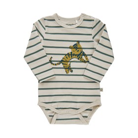Bilde av Minymo Body LS Y/D Stripe Print (White Swan)