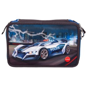 Bilde av Monster Cars Trippelpennfodral med LED (Polisbil)