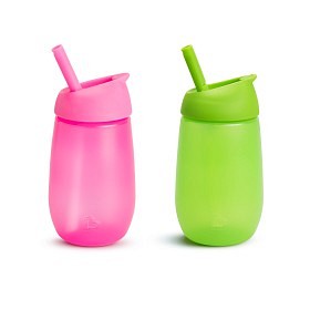 Bilde av Munchkin Simple Clean Halmkopper 2-pakning (Rosa/Grønn)