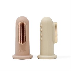 Bilde av Mushie Finger Tannbørste 2-p (Shifting Sand/Blush)