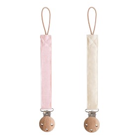 Bilde av Mushie Smokkholder Lin 2-pakning (Blush/Cream)