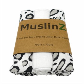 Bilde av MuslinZ Muslinfiltar 3-pack (Leopard/Vit)