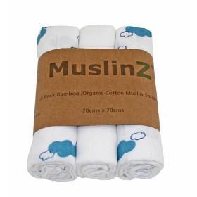 Bilde av MuslinZ Muslinfiltar 3-pack Moln (Blå)