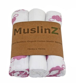 Bilde av MuslinZ Muslinfiltar 3-pack Moln (Rosa)