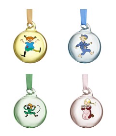 Bilde av Muurla Julekuler Pippi & Emil 4-pack