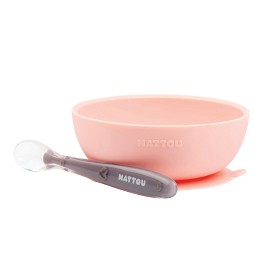 Bilde av Nattou Soft Silikonskål Og Skje (Rosa / Lilla)