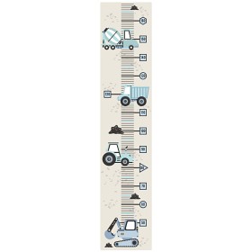 Bilde av Pastellowe Wallsticker - Height Chart Construction Vehicels (Blå)