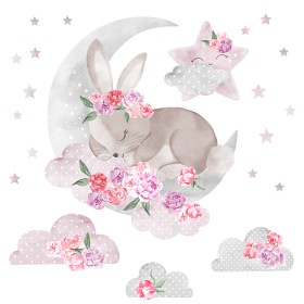 Bilde av Pastellowe Wallsticker - Sleeping Rabbit (Rosa)