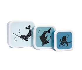 Bilde av Petit Monkey Snackbox 3-pack Havsdjur (Blå)